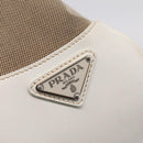 PRADA Jacquard Hand Bag Canvas Beige Silver BR3423 Auth am12817V-17