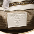 PRADA Jacquard Hand Bag Canvas Beige Silver BR3423 Auth am12817V-20