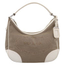 PRADA Jacquard Hand Bag Canvas Beige Silver BR3423 Auth am12817V-13