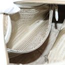 PRADA Jacquard Hand Bag Canvas Beige Silver BR3423 Auth am12817V-24