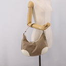 PRADA Jacquard Hand Bag Canvas Beige Silver BR3423 Auth am12817V-25