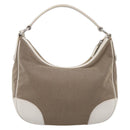 PRADA Jacquard Hand Bag Canvas Beige Silver BR3423 Auth am12817V-2
