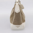 PRADA Jacquard Hand Bag Canvas Beige Silver BR3423 Auth am12817V-3