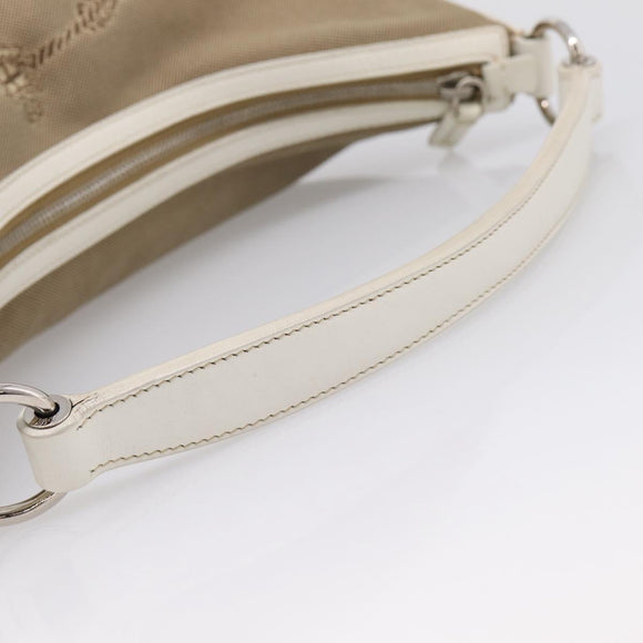 PRADA Jacquard Hand Bag Canvas Beige Silver BR3423 Auth am12817V