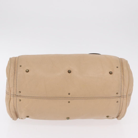 Chloe Paddington Hand Bag Leather Beige Gold Tone Auth am12818V