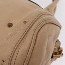 Chloe Paddington Hand Bag Leather Beige Gold Tone Auth am12818V-16