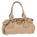 Chloe Paddington Hand Bag Leather Beige Gold Tone Auth am12818V-2