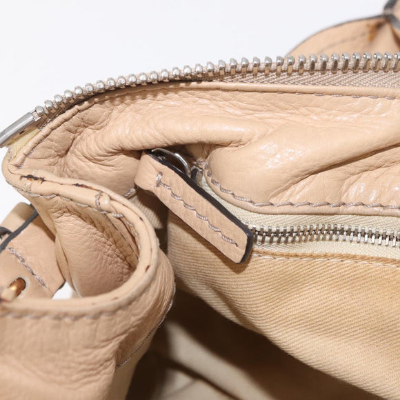 Chloe Paddington Hand Bag Leather Beige Gold Tone Auth am12818V