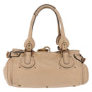 Chloe Paddington Hand Bag Leather Beige Gold Tone Auth am12818V-3