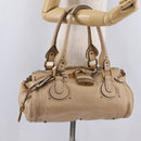 Chloe Paddington Hand Bag Leather Beige Gold Tone Auth am12818V-30