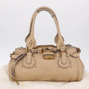 Chloe Paddington Hand Bag Leather Beige Gold Tone Auth am12818V-31