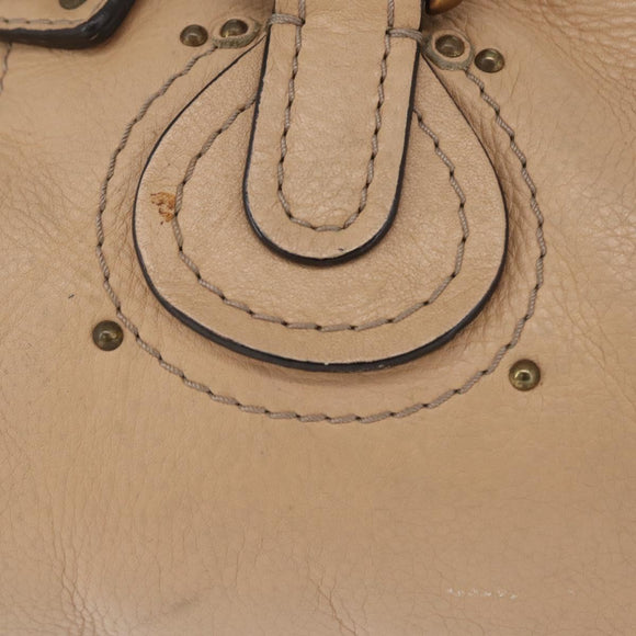 Chloe Paddington Hand Bag Leather Beige Gold Tone Auth am12818V