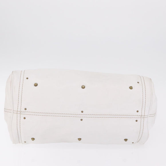 Chloe Paddington Hand Bag Leather White Gold Tone Auth am12820V