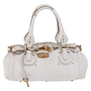Chloe Paddington Hand Bag Leather White Gold Tone Auth am12820V-13