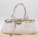 Chloe Paddington Hand Bag Leather White Gold Tone Auth am12820V-12