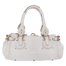 Chloe Paddington Hand Bag Leather White Gold Tone Auth am12820V-2