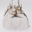 Chloe Paddington Hand Bag Leather White Gold Tone Auth am12820V-4