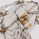 Chloe Paddington Hand Bag Leather White Gold Tone Auth am12820V-6