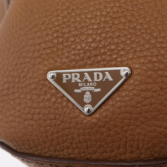 PRADA Shoulder Bag Leather Brown Silver Auth am12821V