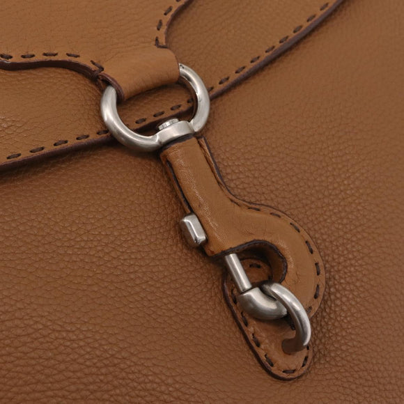 PRADA Shoulder Bag Leather Brown Silver Auth am12821V