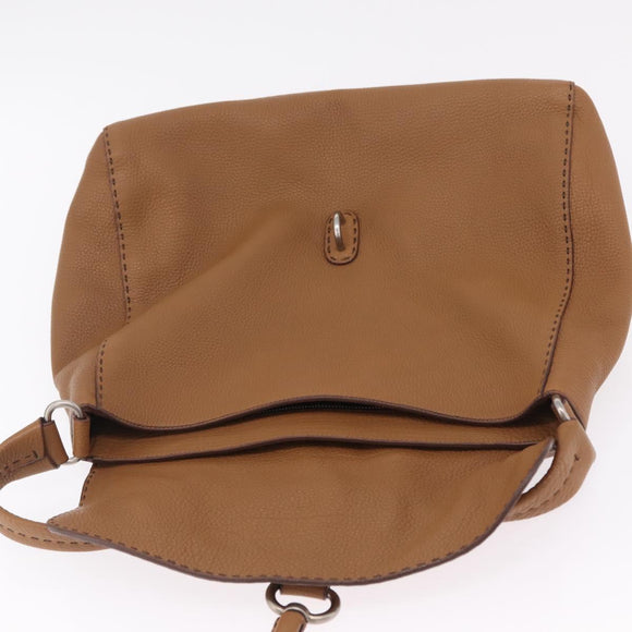 PRADA Shoulder Bag Leather Brown Silver Auth am12821V