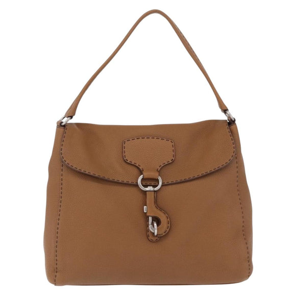 PRADA Shoulder Bag Leather Brown Silver Auth am12821V