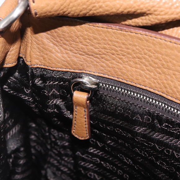 PRADA Shoulder Bag Leather Brown Silver Auth am12821V