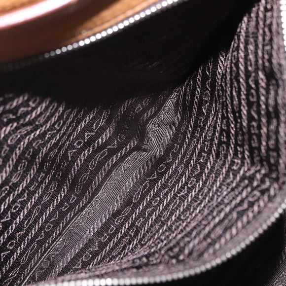 PRADA Shoulder Bag Leather Brown Silver Auth am12821V