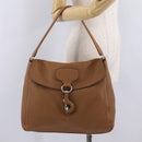 PRADA Shoulder Bag Leather Brown Silver Auth am12821V-28