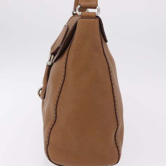 PRADA Shoulder Bag Leather Brown Silver Auth am12821V