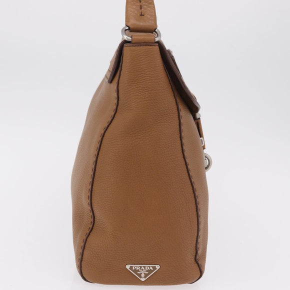 PRADA Shoulder Bag Leather Brown Silver Auth am12821V