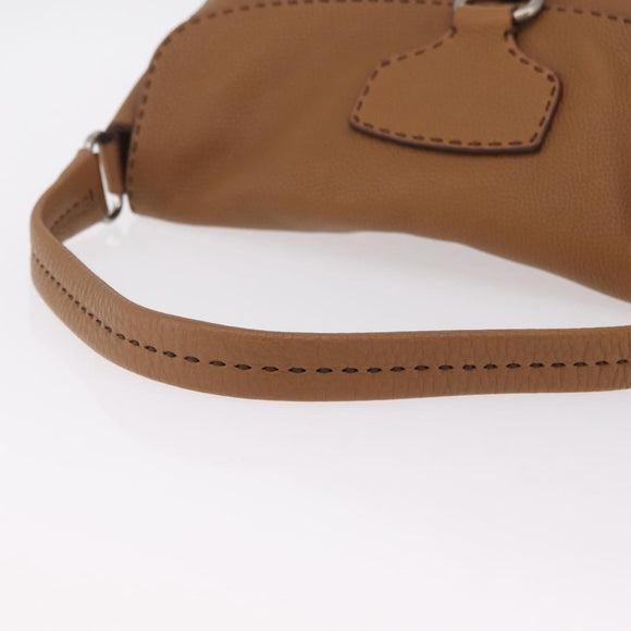PRADA Shoulder Bag Leather Brown Silver Auth am12821V