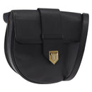 Saint Laurent YSL Shoulder Bag Leather Black Gold Tone Auth am12822V-1