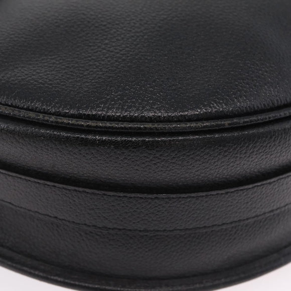 Saint Laurent YSL Shoulder Bag Leather Black Gold Tone Auth am12822V