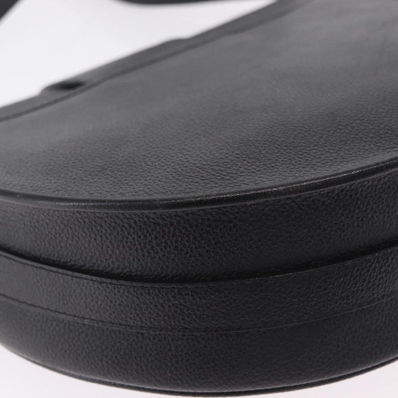 Saint Laurent YSL Shoulder Bag Leather Black Gold Tone Auth am12822V