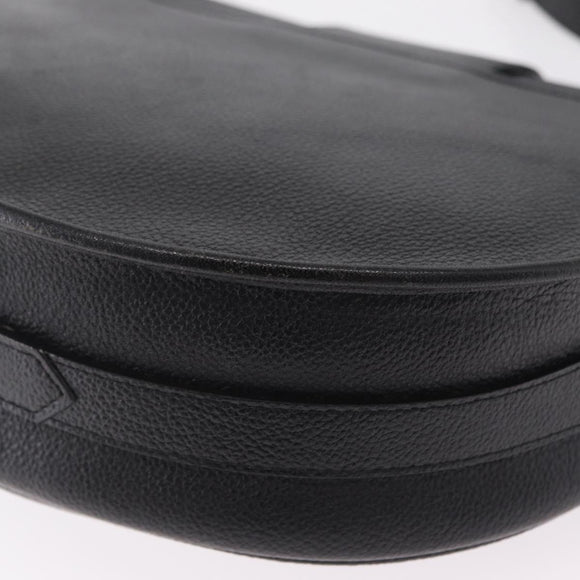 Saint Laurent YSL Shoulder Bag Leather Black Gold Tone Auth am12822V