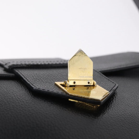 Saint Laurent YSL Shoulder Bag Leather Black Gold Tone Auth am12822V