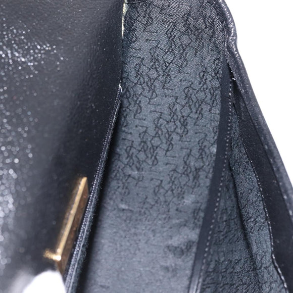 Saint Laurent YSL Shoulder Bag Leather Black Gold Tone Auth am12822V