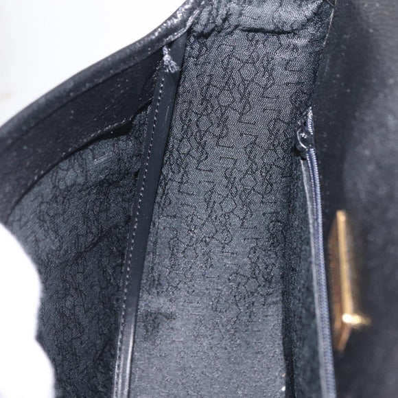 Saint Laurent YSL Shoulder Bag Leather Black Gold Tone Auth am12822V