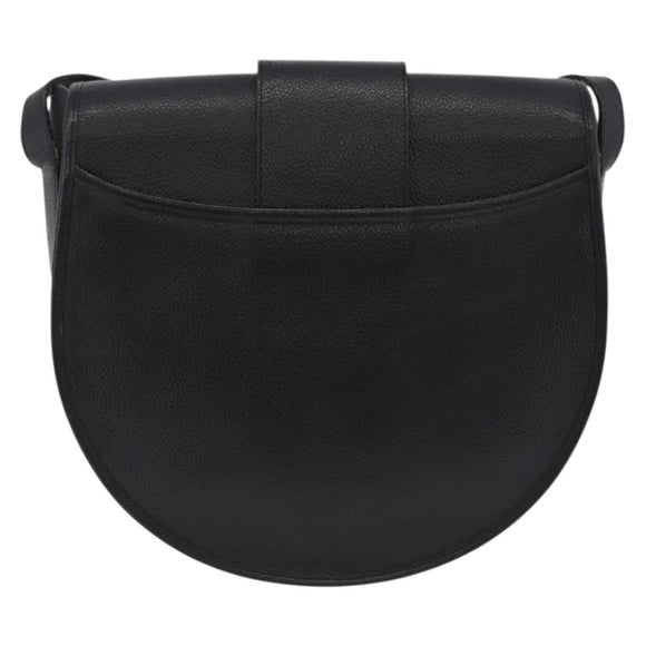 Saint Laurent YSL Shoulder Bag Leather Black Gold Tone Auth am12822V