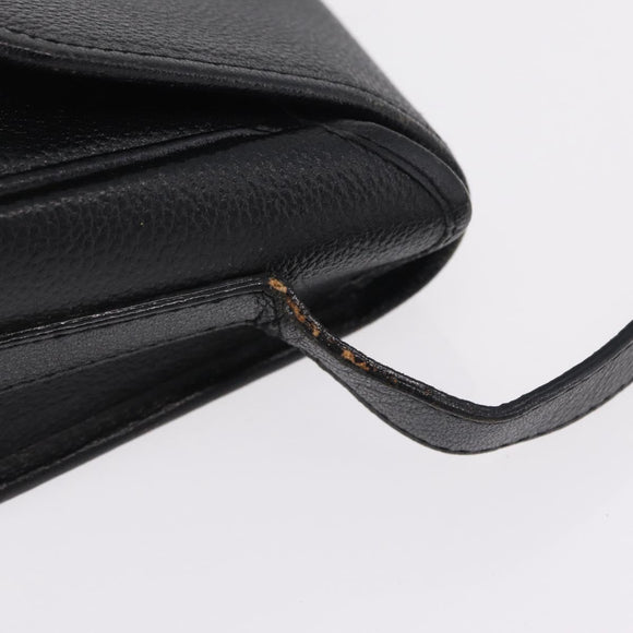Saint Laurent YSL Shoulder Bag Leather Black Gold Tone Auth am12822V