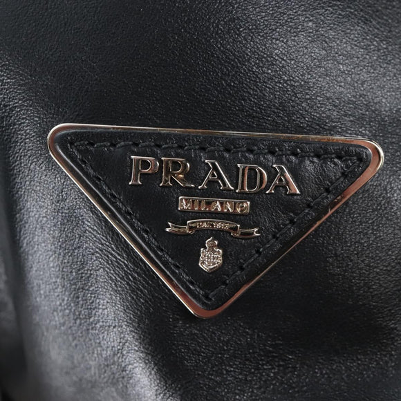 PRADA Shoulder Bag Leather Black Silver Auth am12823SAM