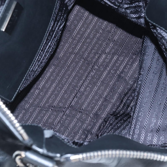 PRADA Shoulder Bag Leather Black Silver Auth am12823SAM
