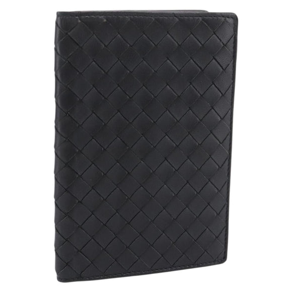 Bottega Veneta INTRECCIATO Passport Case Leather Black Auth am12826M