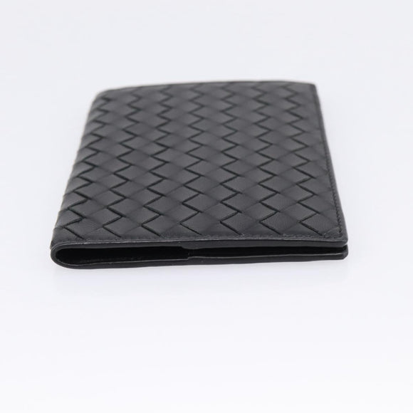Bottega Veneta INTRECCIATO Passport Case Leather Black Auth am12826M