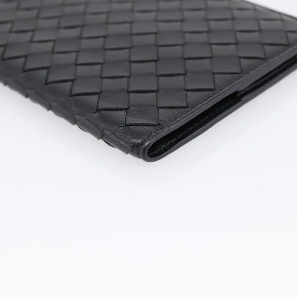 Bottega Veneta INTRECCIATO Passport Case Leather Black Auth am12826M