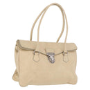 PRADA Tote Bag Leather Ivory Silver Auth am12827A-1