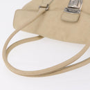 PRADA Tote Bag Leather Ivory Silver Auth am12827A-9