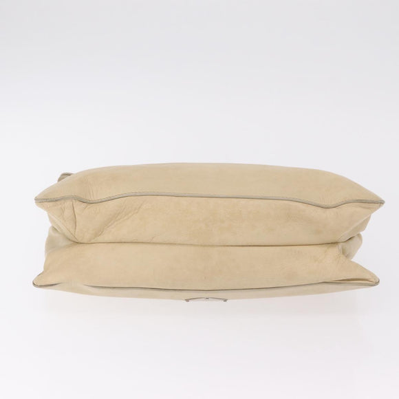 PRADA Tote Bag Leather Ivory Silver Auth am12827A