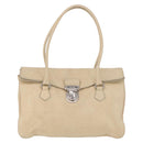 PRADA Tote Bag Leather Ivory Silver Auth am12827A-13